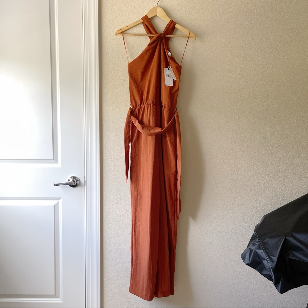 NWT Mango Halter Long Jumpsuit - Burnt Orange, Size S